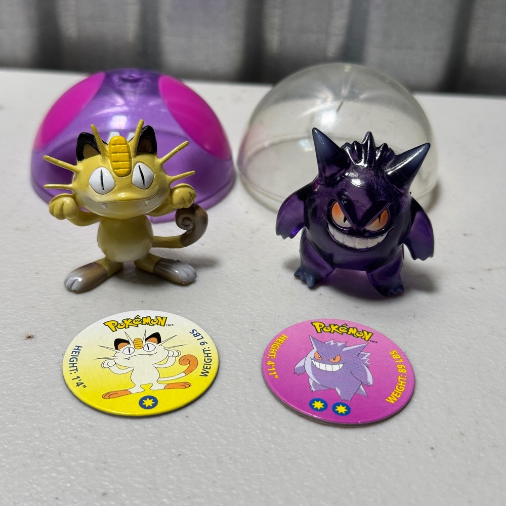 Nintendo Pokemon Tomy Meowth #52 and Gengar #94 Figure Set with Discs